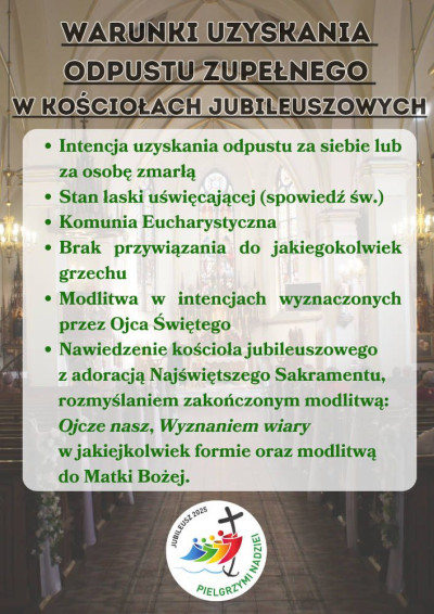 Warunki uzyskania odpustu w kościele jubileuszowym