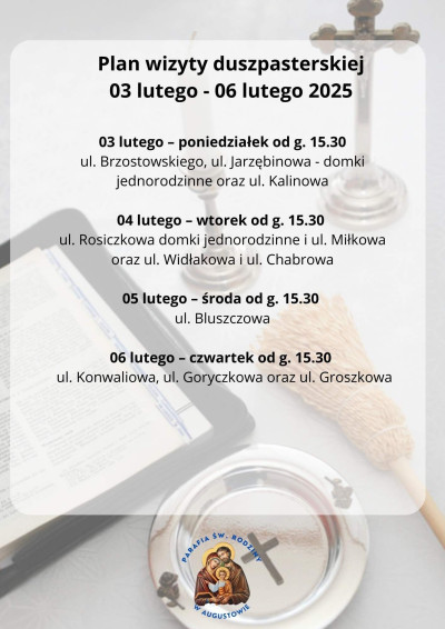 Plan kolędy 03-06 lutego