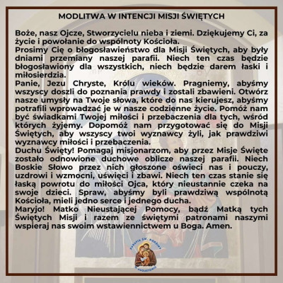 Modlitwa w intencji misji