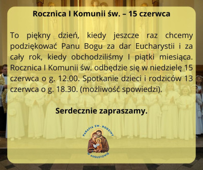 Rocznica I Komunii św.