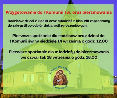 Przygotowanie do I Komunii św. oraz bierzmowania
