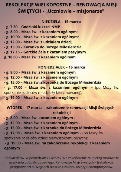 Renowacja Misji Świętych - Rekolekcje Wielkopostne